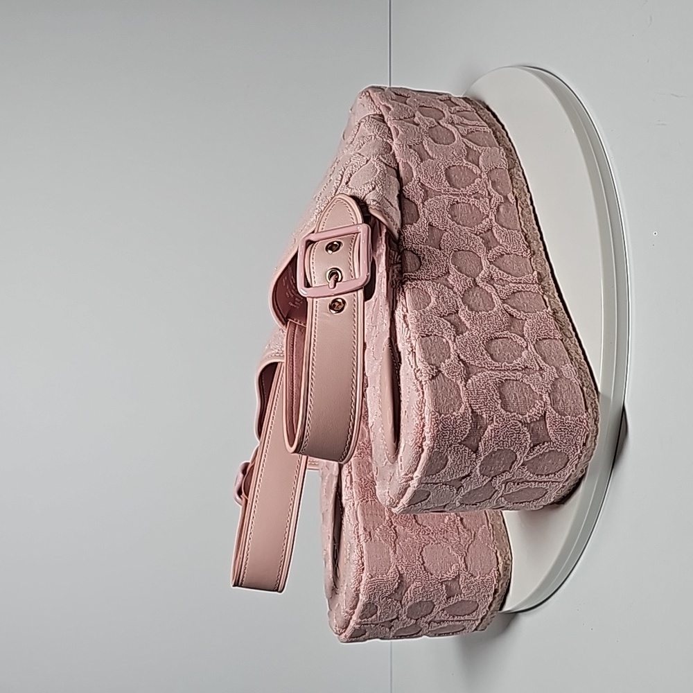 Coach Noelle Terry Cloth Platform Sandals Chunky Sole Slingback Leather Pink 7.5 - Picture 5 of 16